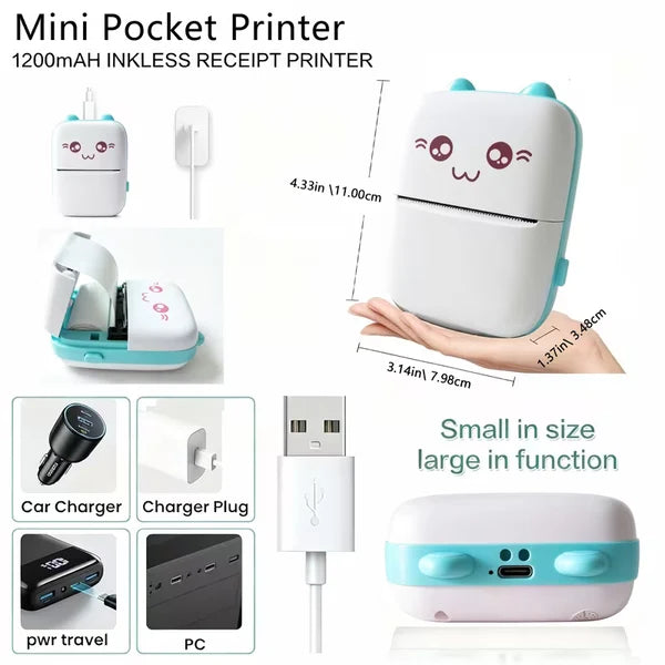 Portable Mini Thermal Printer | Inkless Bluetooth Pocket Printer